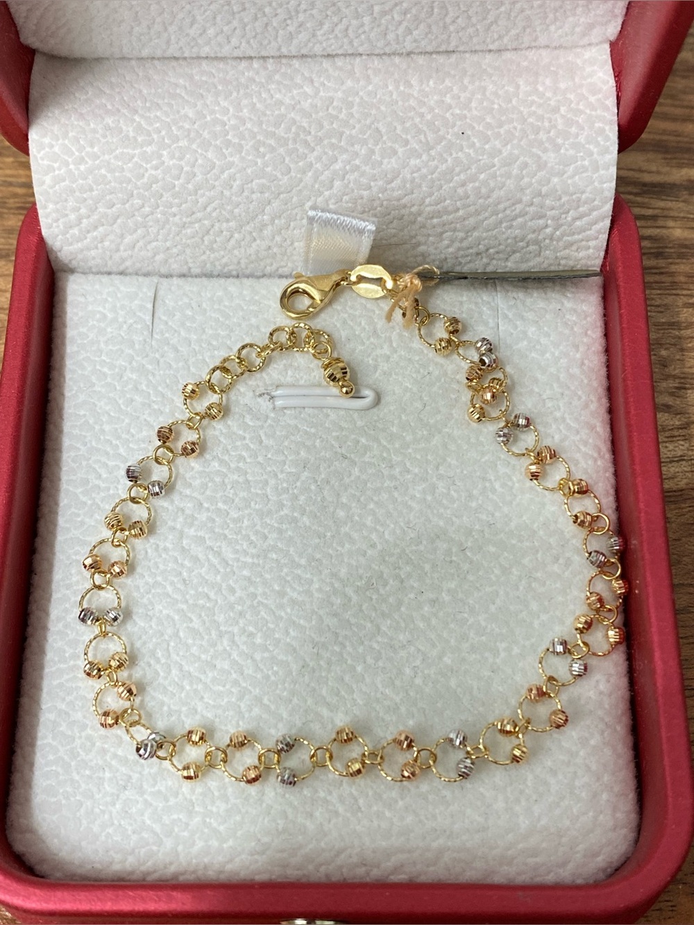 18k Tri-color Gold Small Ball Bracelet